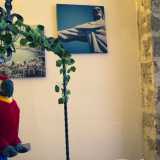 ...mentre alle pareti � affisso un poster del Cristo Redentore, accanto a un variopinto pappagallo di peluche